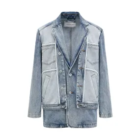 Inside Out Patched Denim Blazer 'Blue'