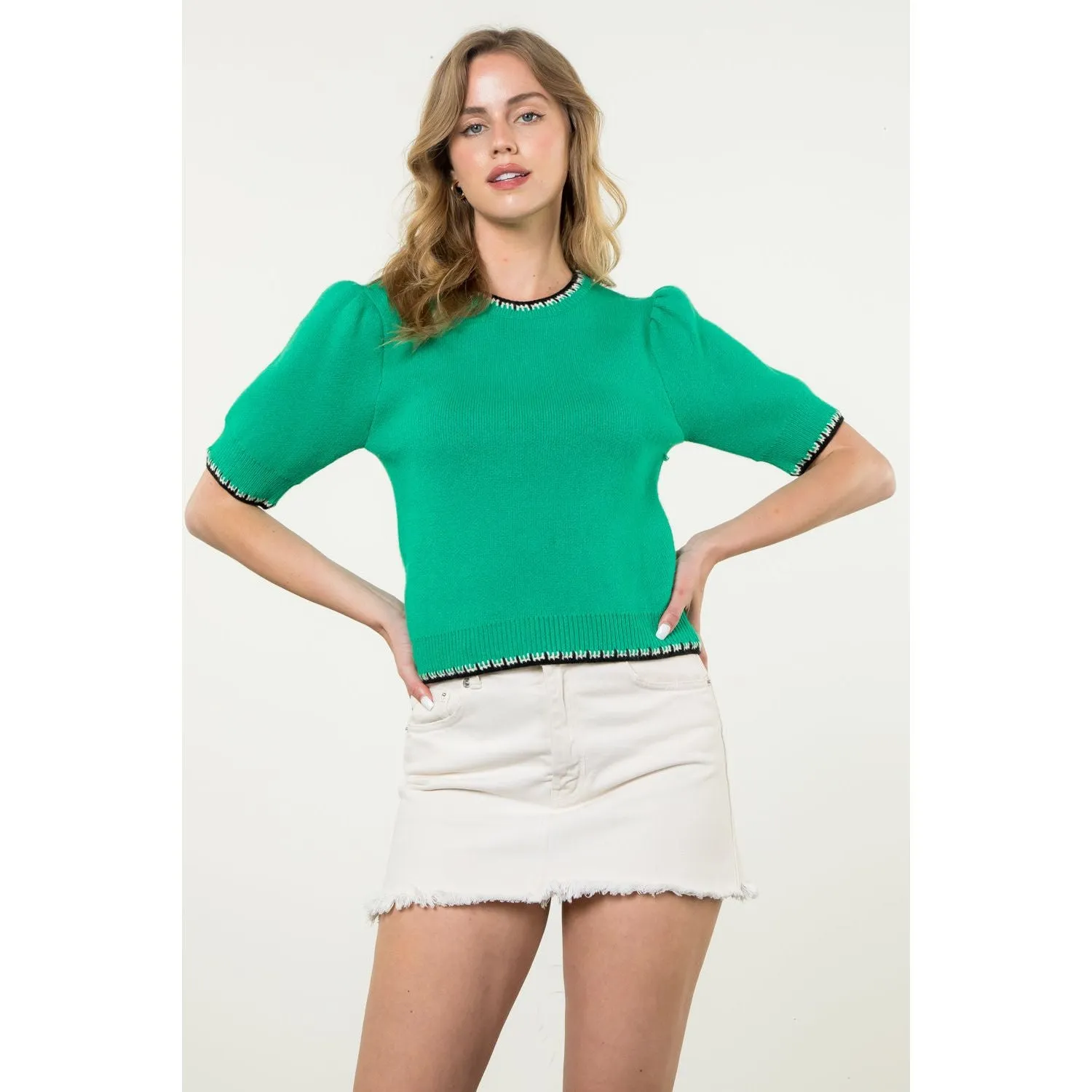 Ivy Short Sleeve Knit THML Top