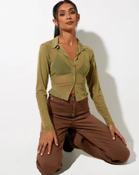 Kelly Shirt in Mesh Olive