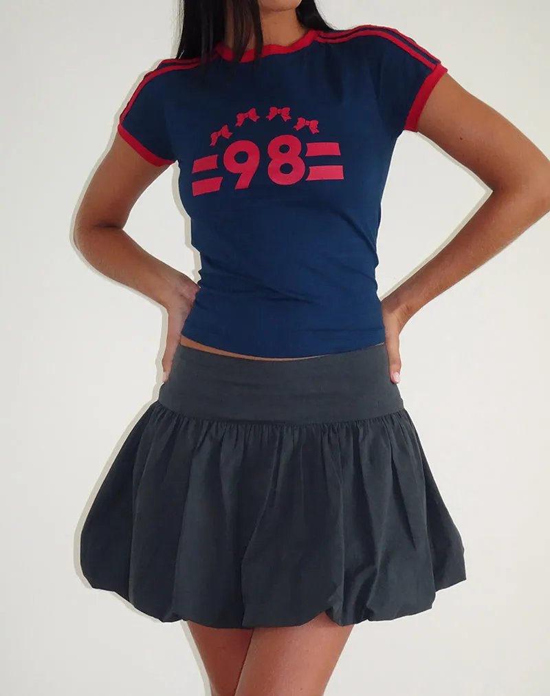 Kiyowo Puffball Mini Skirt in Charcoal Grey