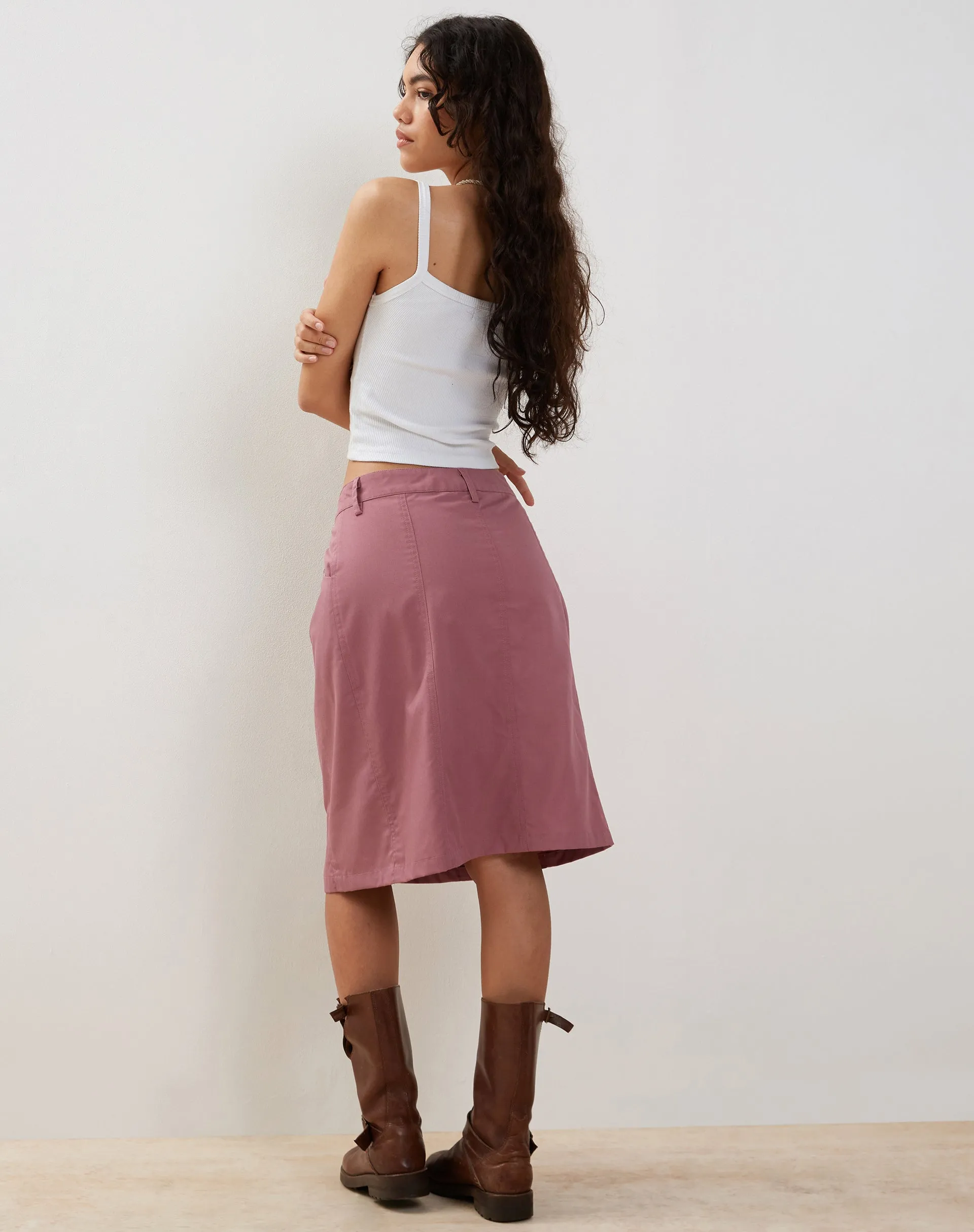 Kyst Cargo Midi Skirt in Mauve