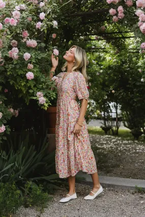 Marcia Floral Dress in Peach