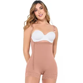 MARIAE FPL3330 Stage 2 Faja Colombiana Post Surgery Postpartum Shapewear Bodysuit Short Length with Side Ziipper & Open Bust