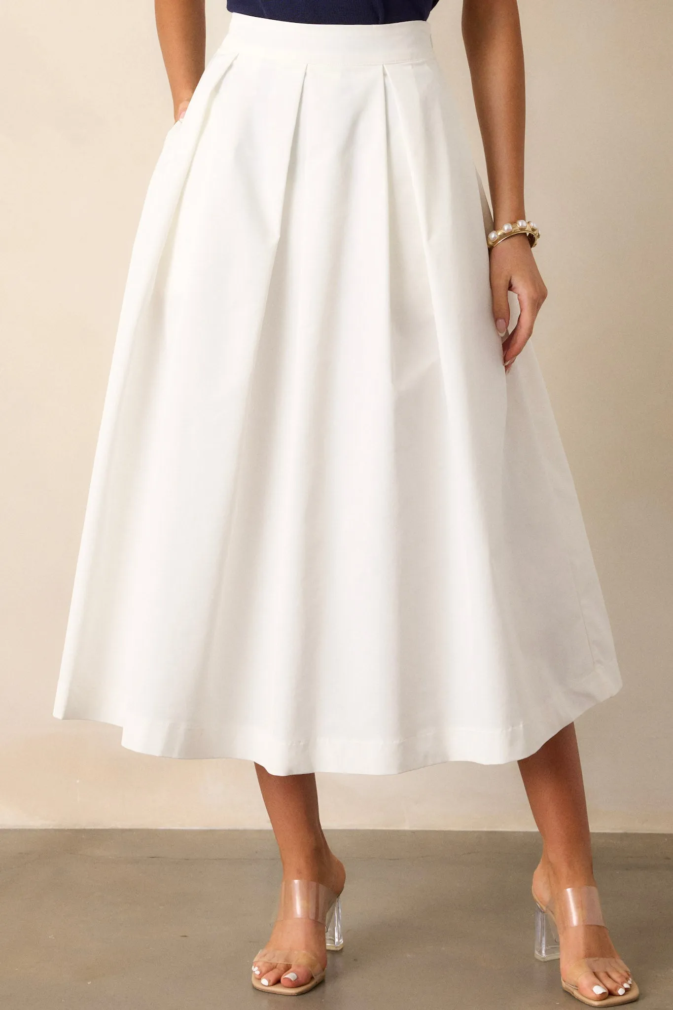 Memories in Focus White Midi Skirt