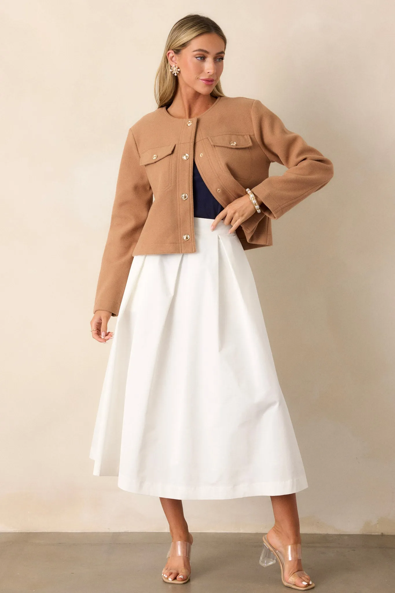 Memories in Focus White Midi Skirt