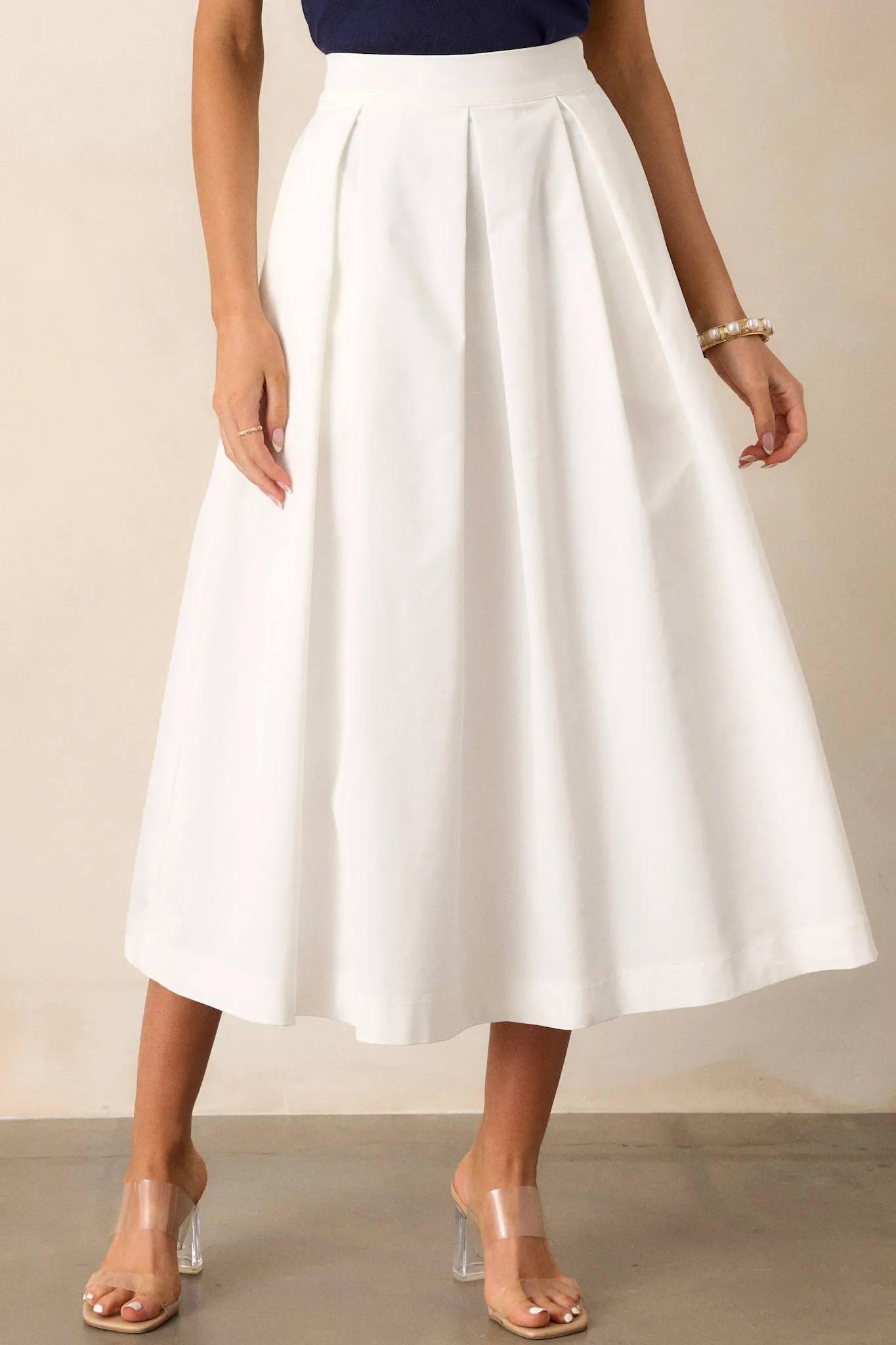 Memories in Focus White Midi Skirt