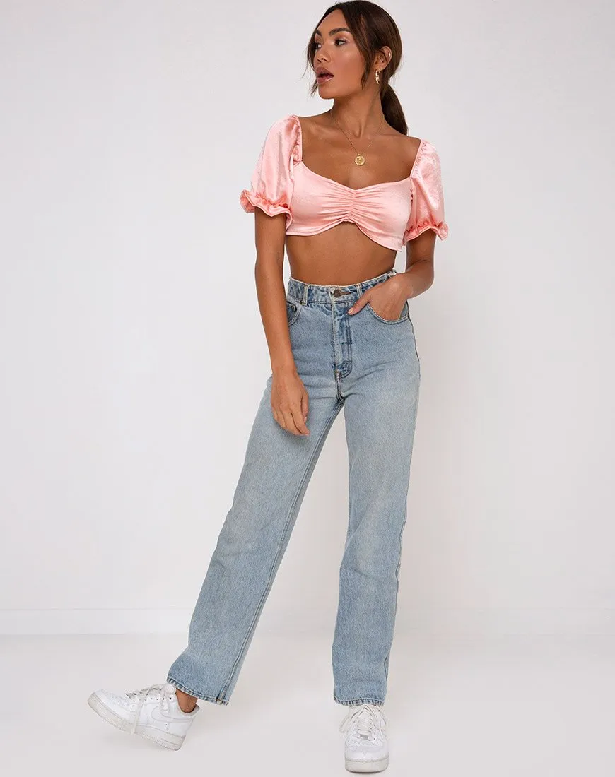 Mirella Crop Top in Satin Peach