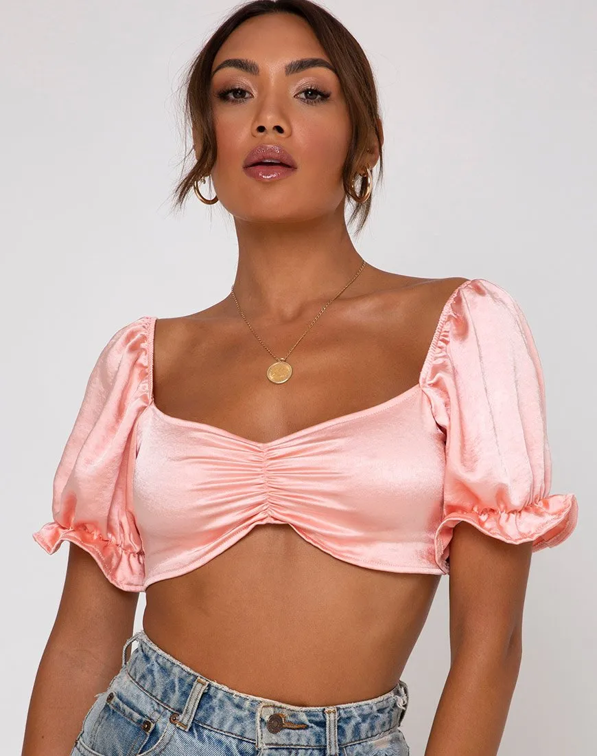 Mirella Crop Top in Satin Peach