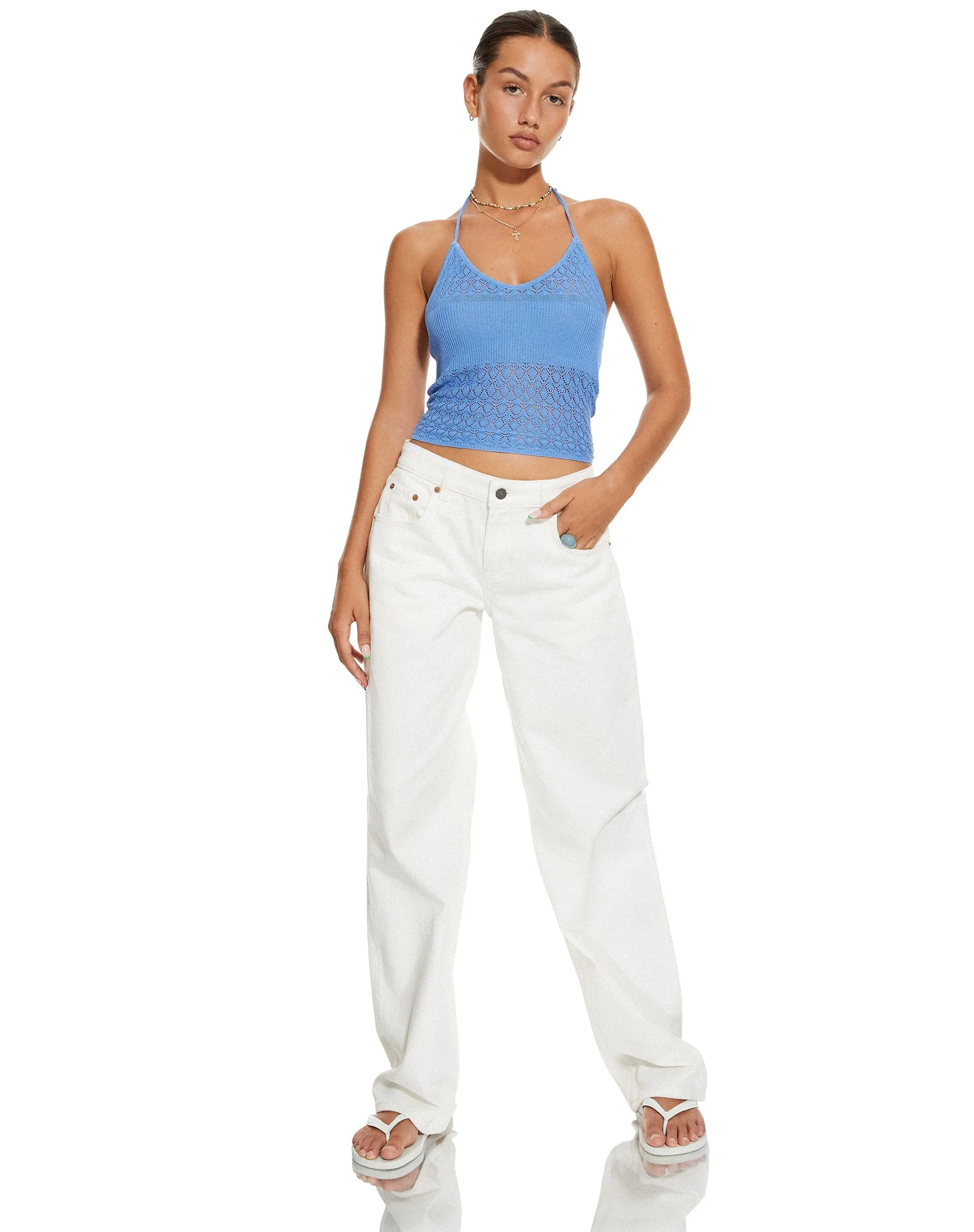 MOTEL X BARBARA Roe Crop Top in Blue