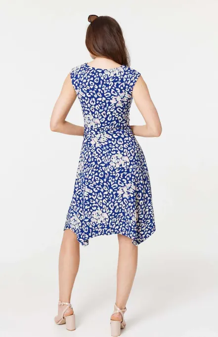 Neva Blue Twist Front Midi Dress