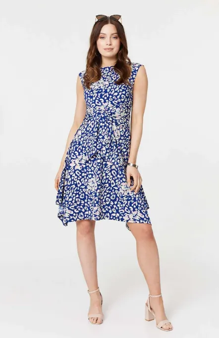 Neva Blue Twist Front Midi Dress