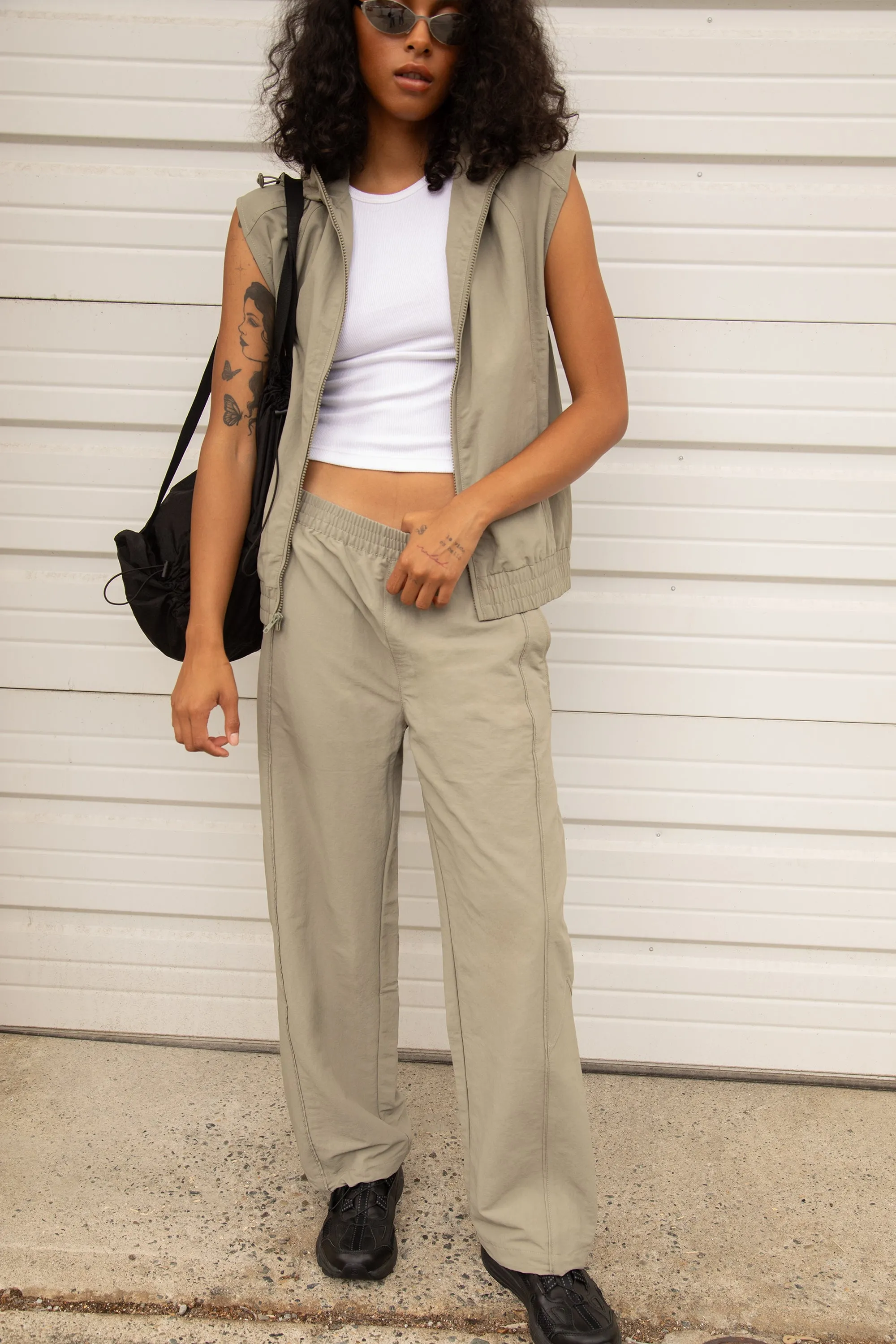 NYLON PARACHUTE WIDE LEG PANT