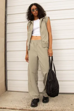 NYLON PARACHUTE WIDE LEG PANT