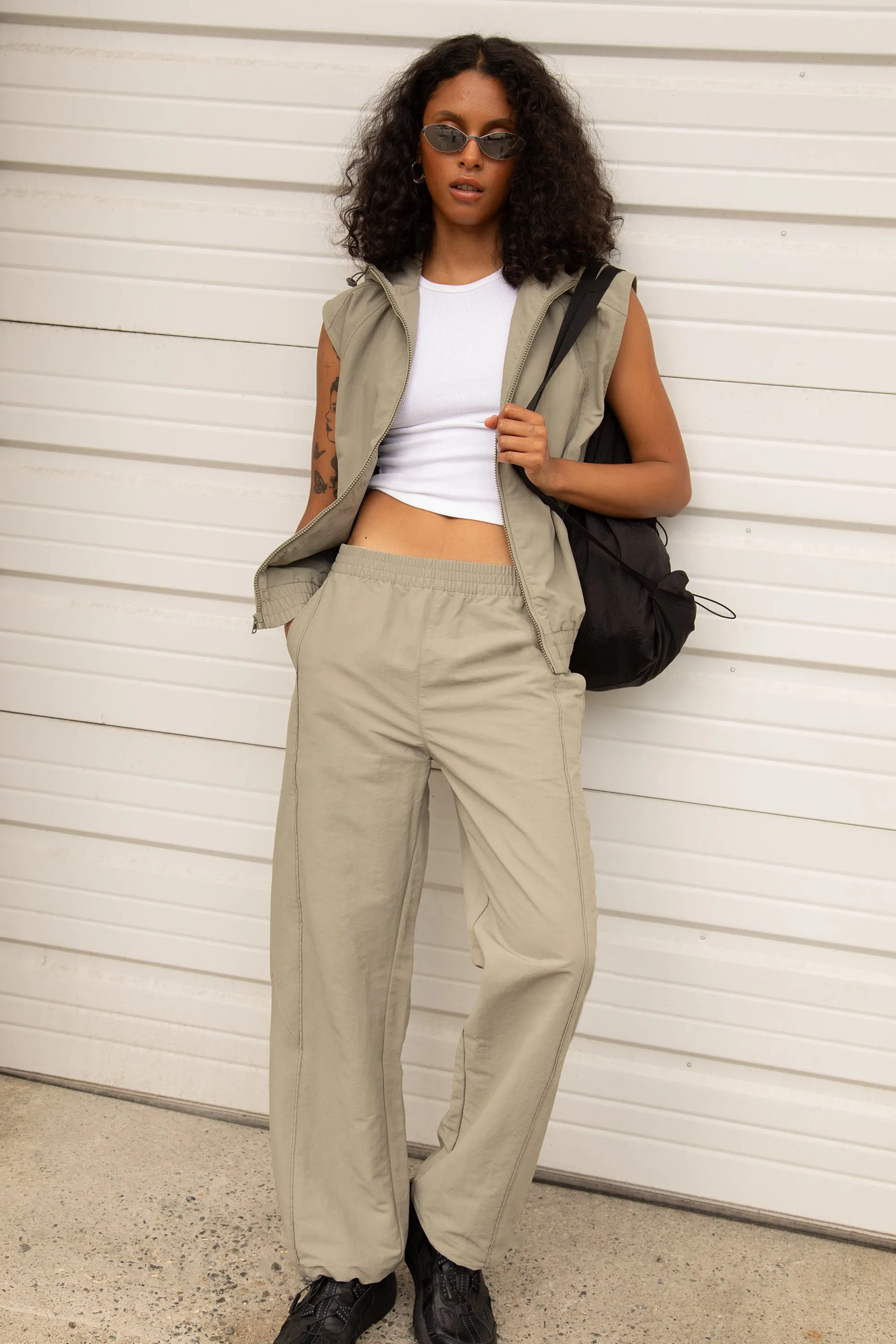 NYLON PARACHUTE WIDE LEG PANT