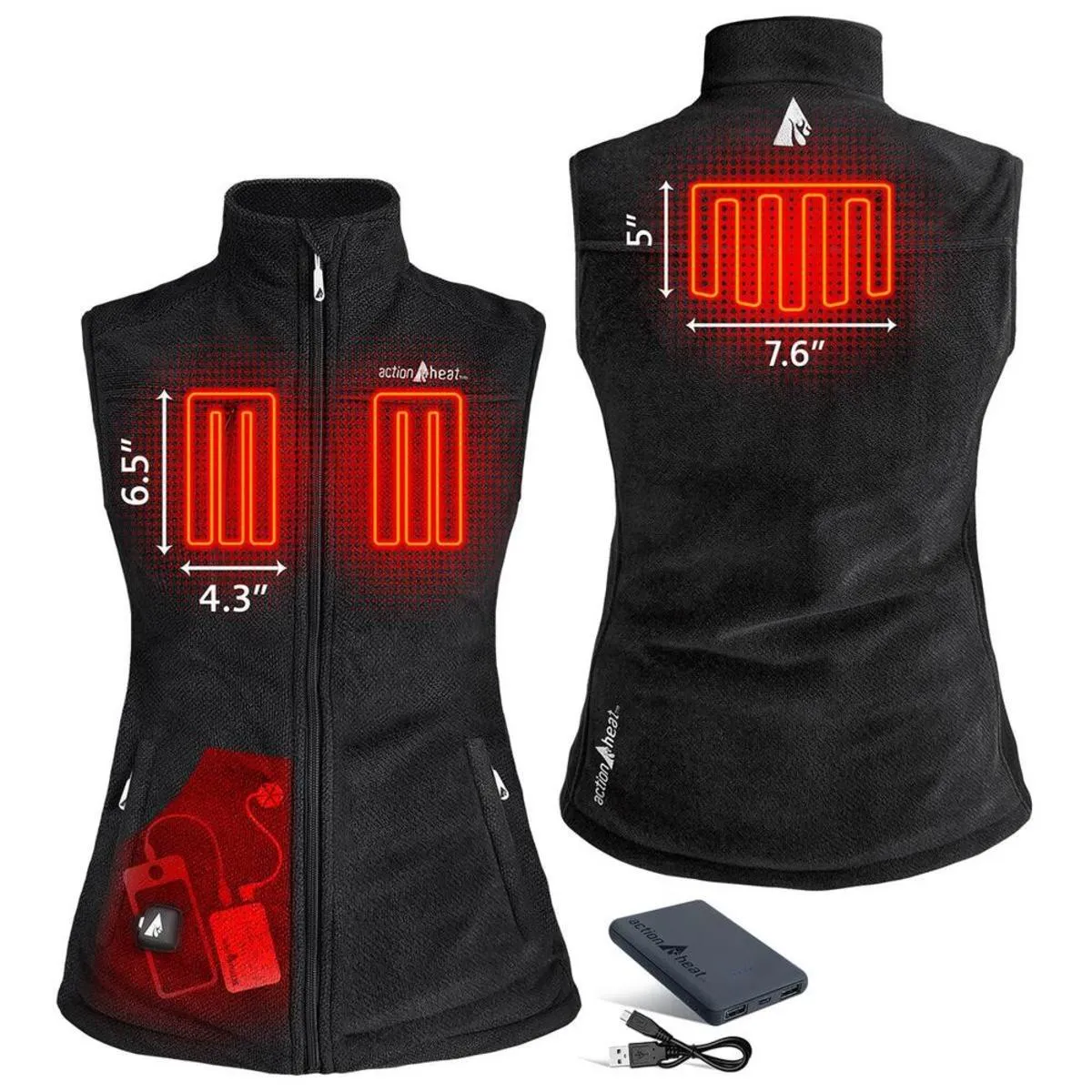 Open Box ActionHeat 5V Women's Performance Fleece Battery Heated Vest