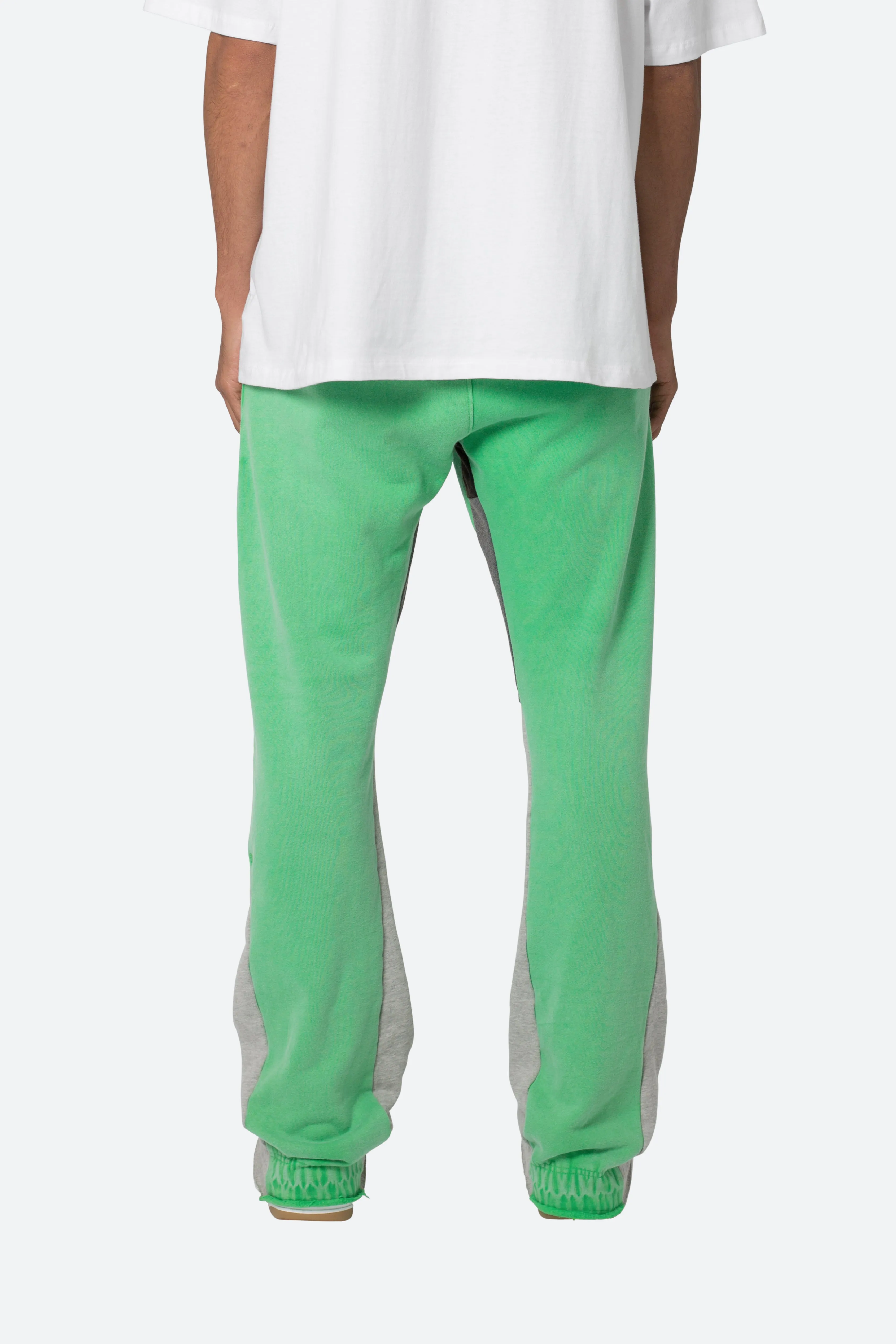 Patched Contrast Bootcut Sweatpants - Green