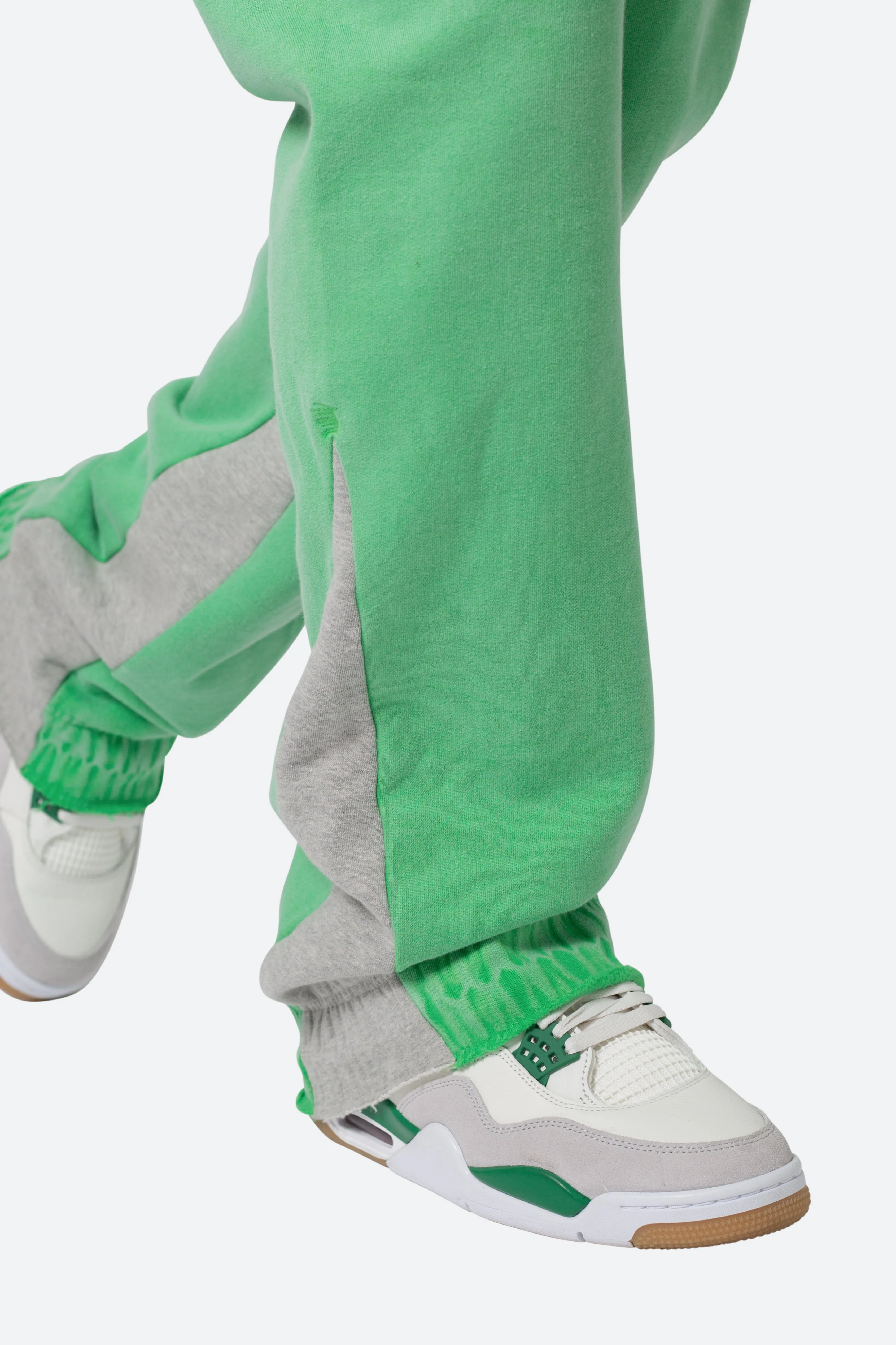 Patched Contrast Bootcut Sweatpants - Green