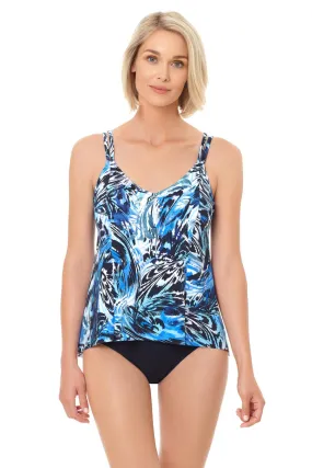 Penbrooke Blue Motion Princess Seam Hi-Lo Tankini, Blue Multi (5550914)