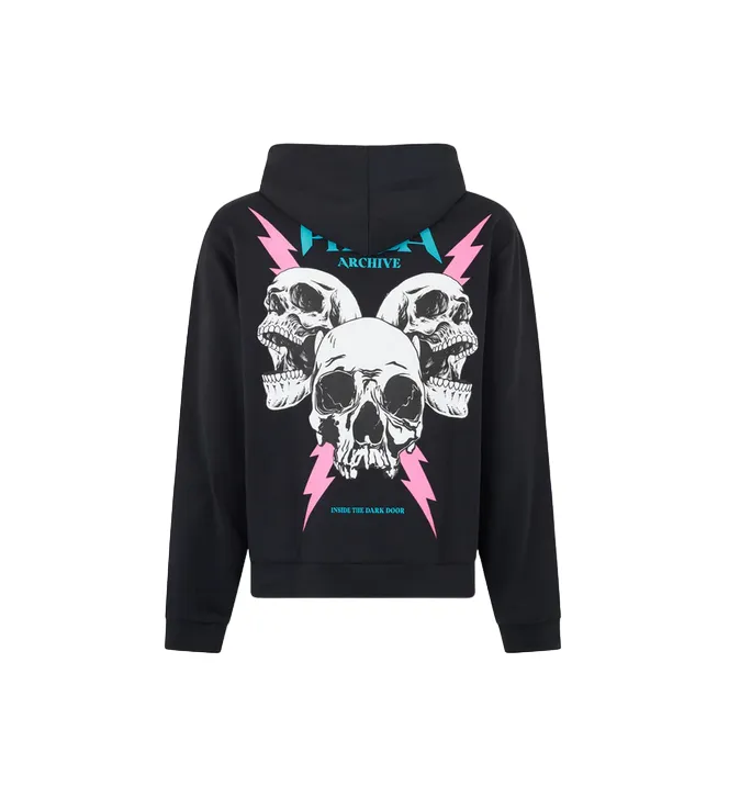 Phobia felpa con cappuccio da adulto Screaming Skulls PH00656 nero-rosa