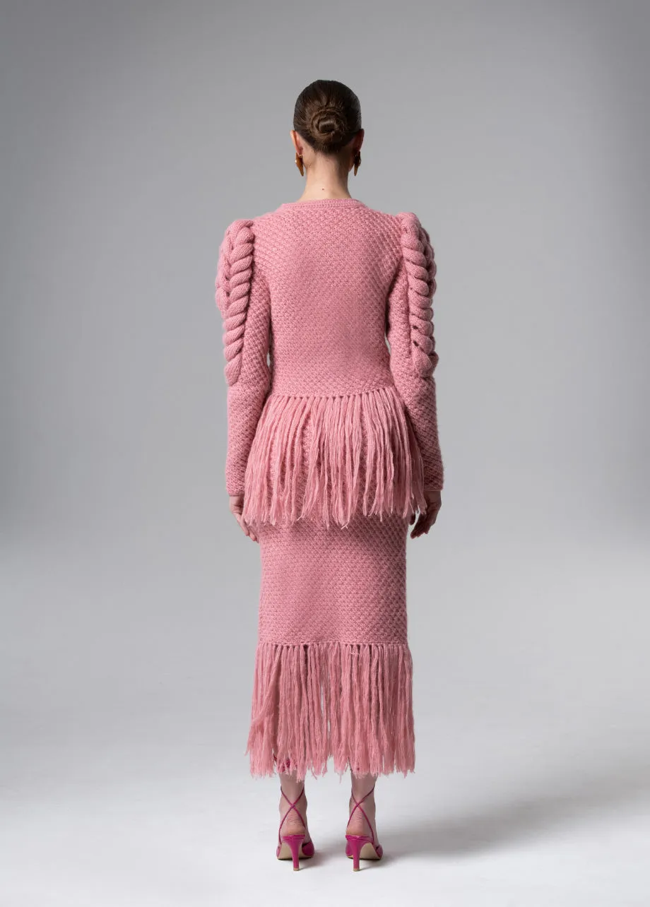 PINK SKIRT WITH FRINGES