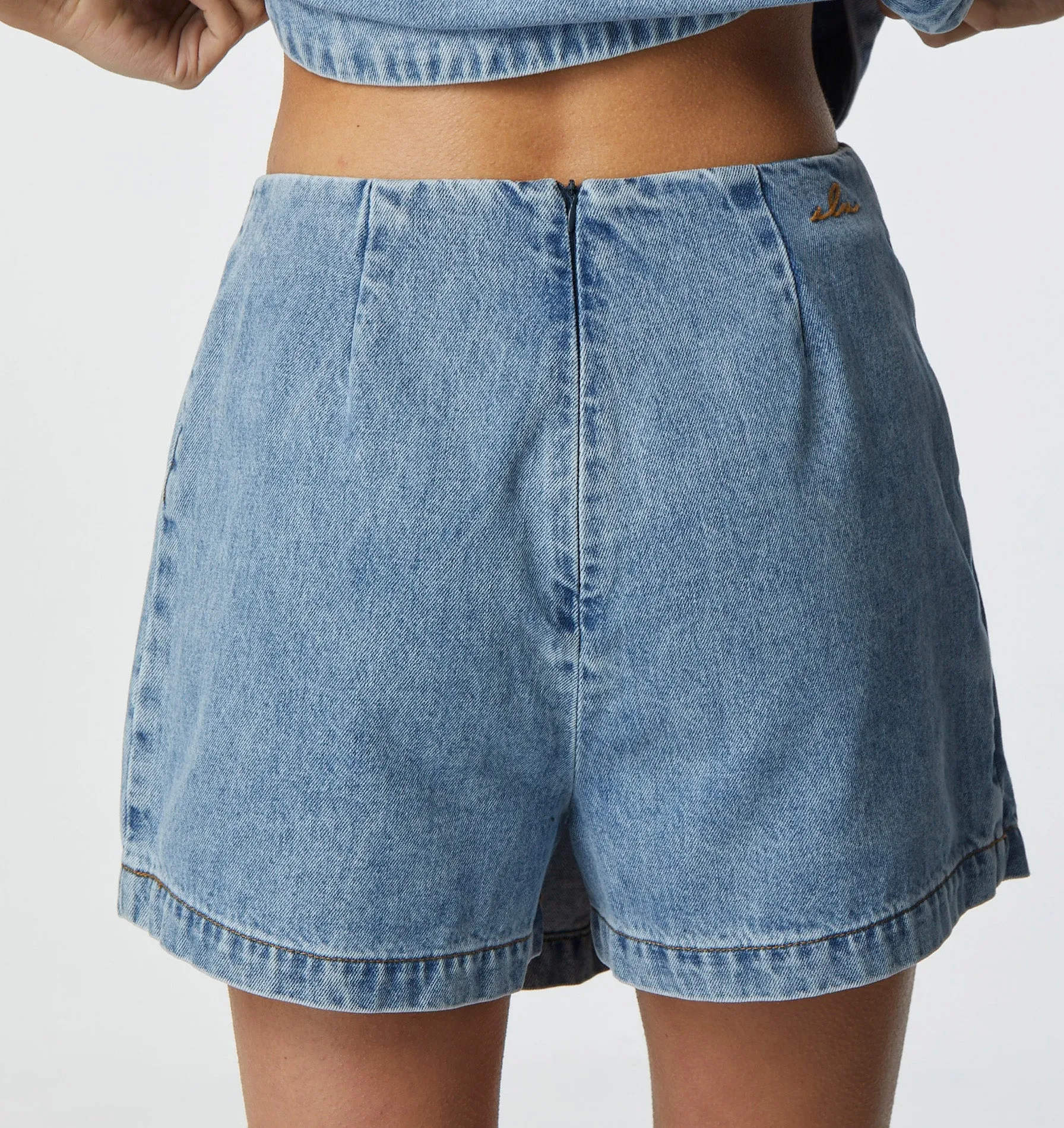 Pleated Skort - Washed Vintage Blue