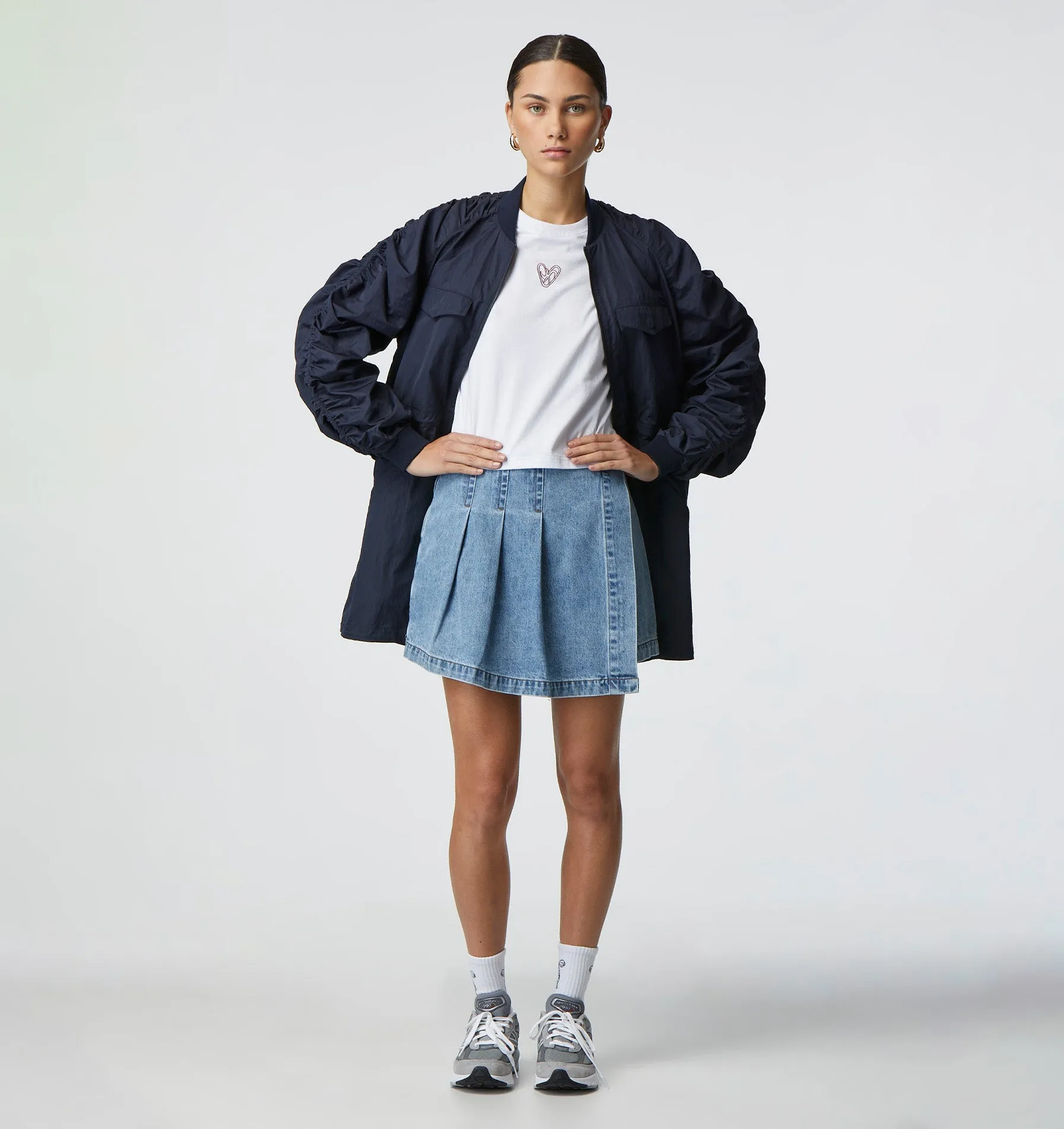 Pleated Skort - Washed Vintage Blue