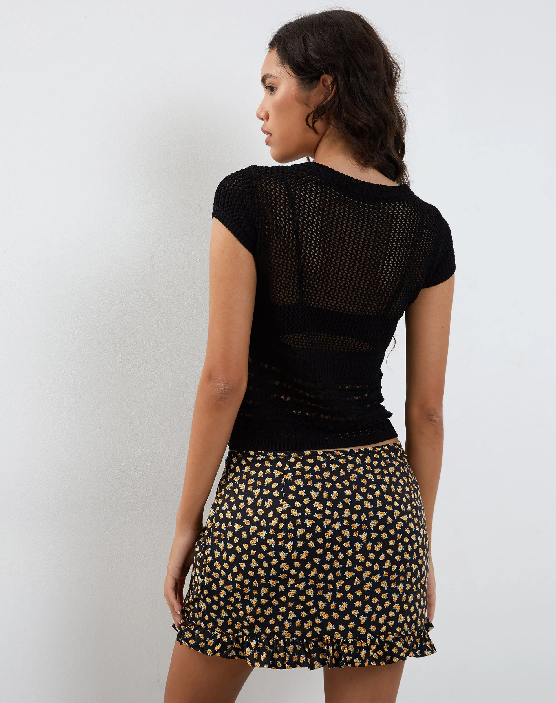 Ribay Mini Skirt in Ditsy Floral Bronze