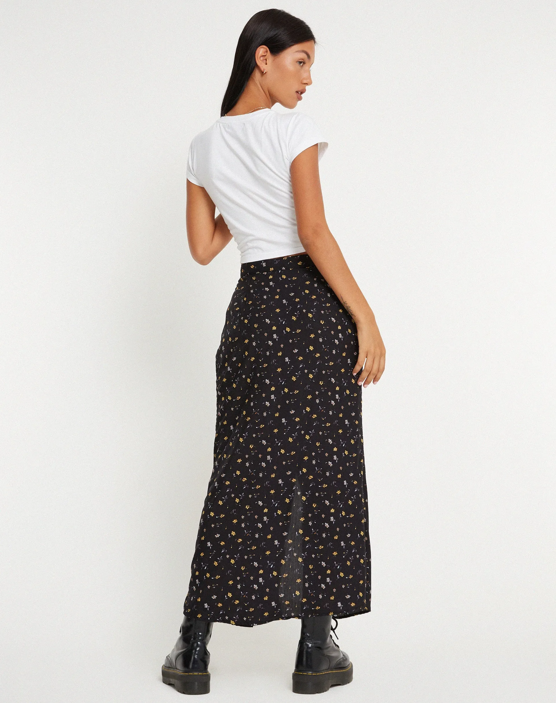 Rima Maxi Skirt in Pretty Petal Black