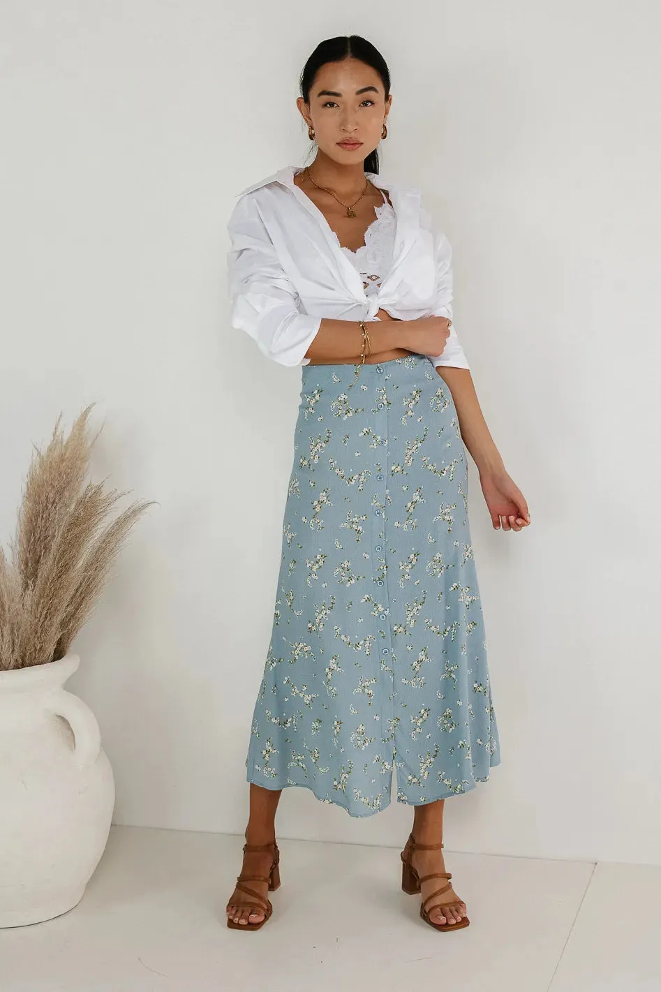 Rory Floral Skirt in Blue