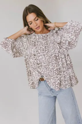 Taya Ditsy Floral Blouse in Cream