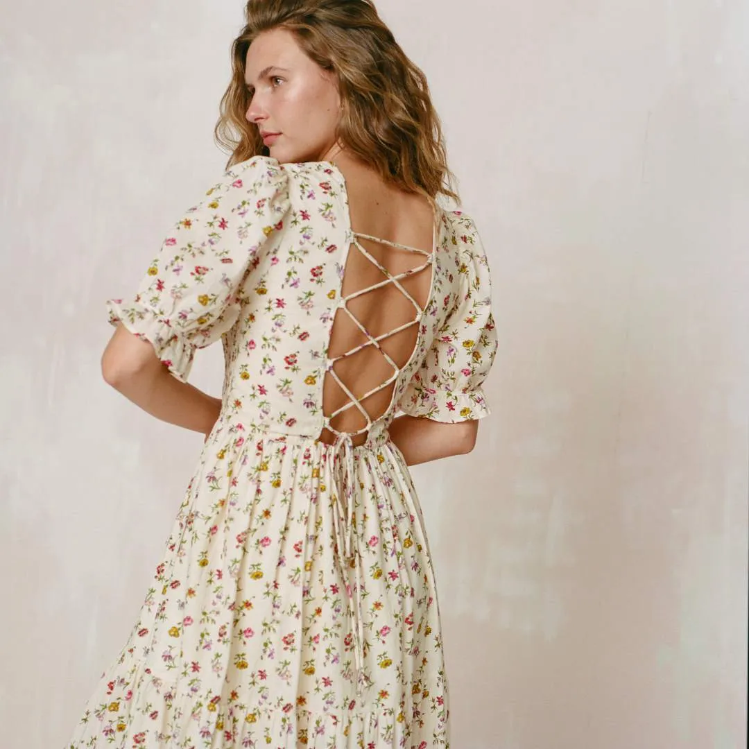 The Amalia Dress | Cream Garden