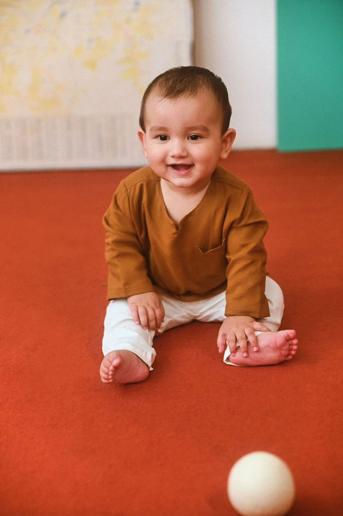 The Champions Babies Savvy Kurta - Burnt Caramel