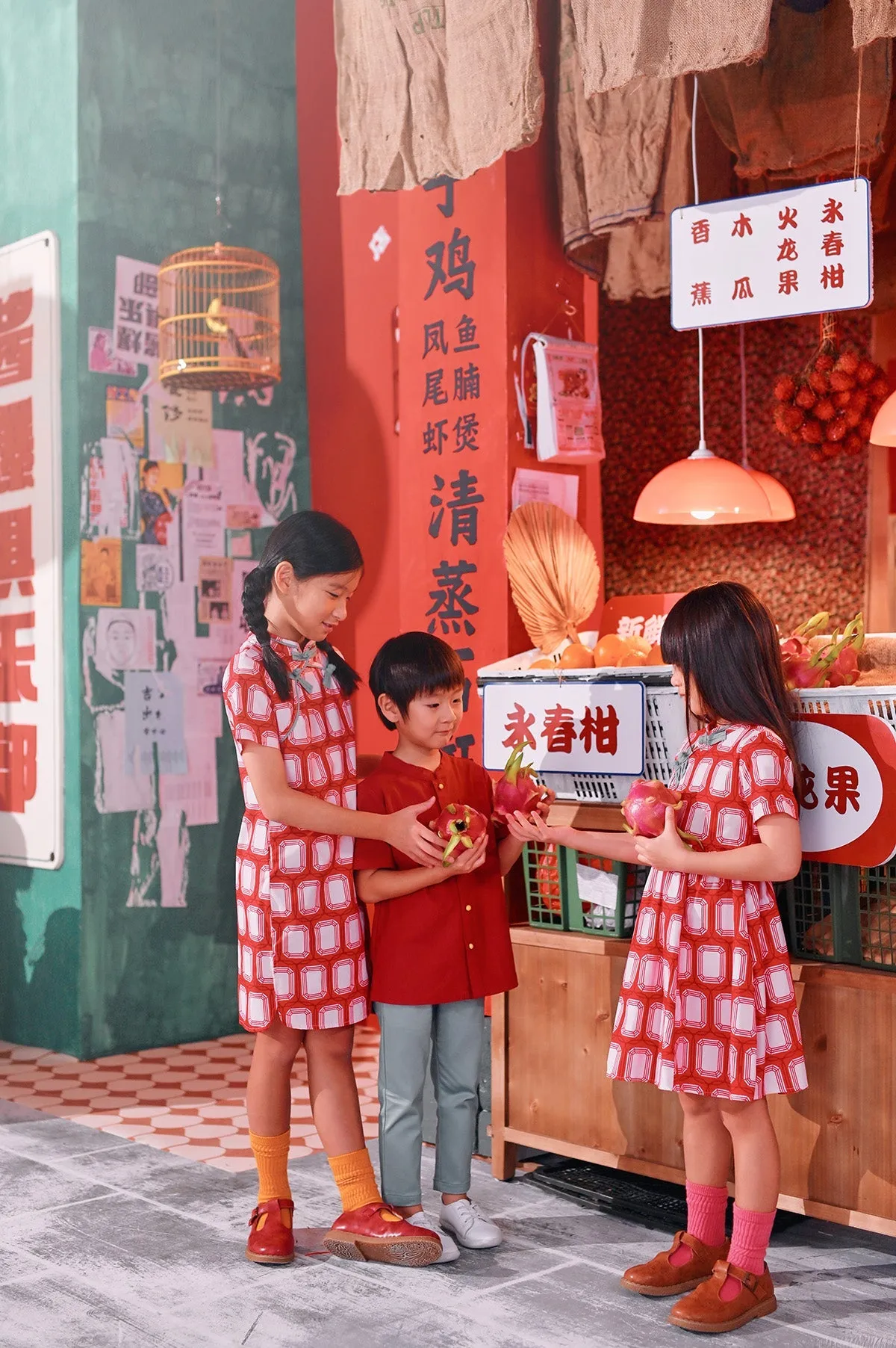 The Chinatown Mandarin Shirt - Crimson Red