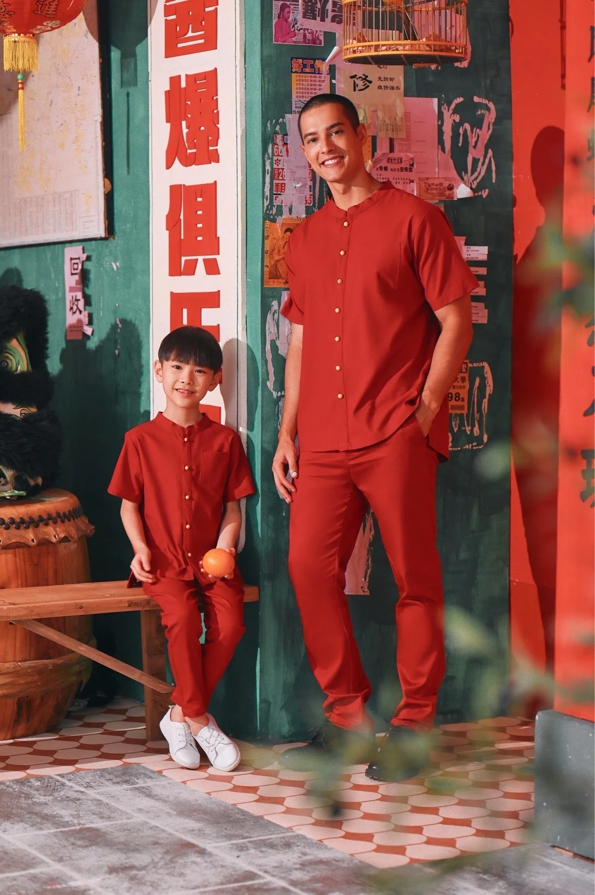 The Chinatown Mandarin Shirt - Crimson Red