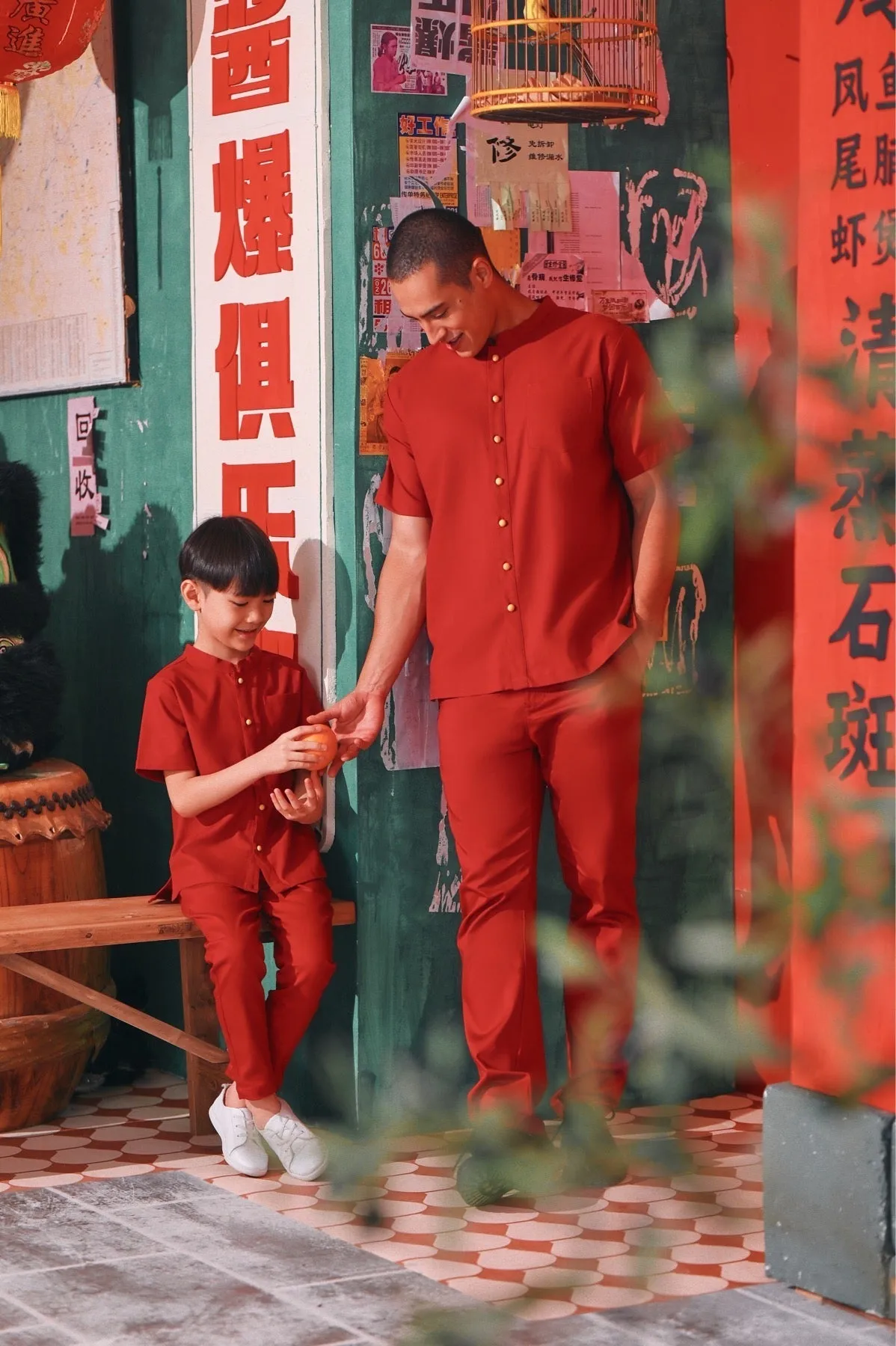 The Chinatown Mandarin Shirt - Crimson Red