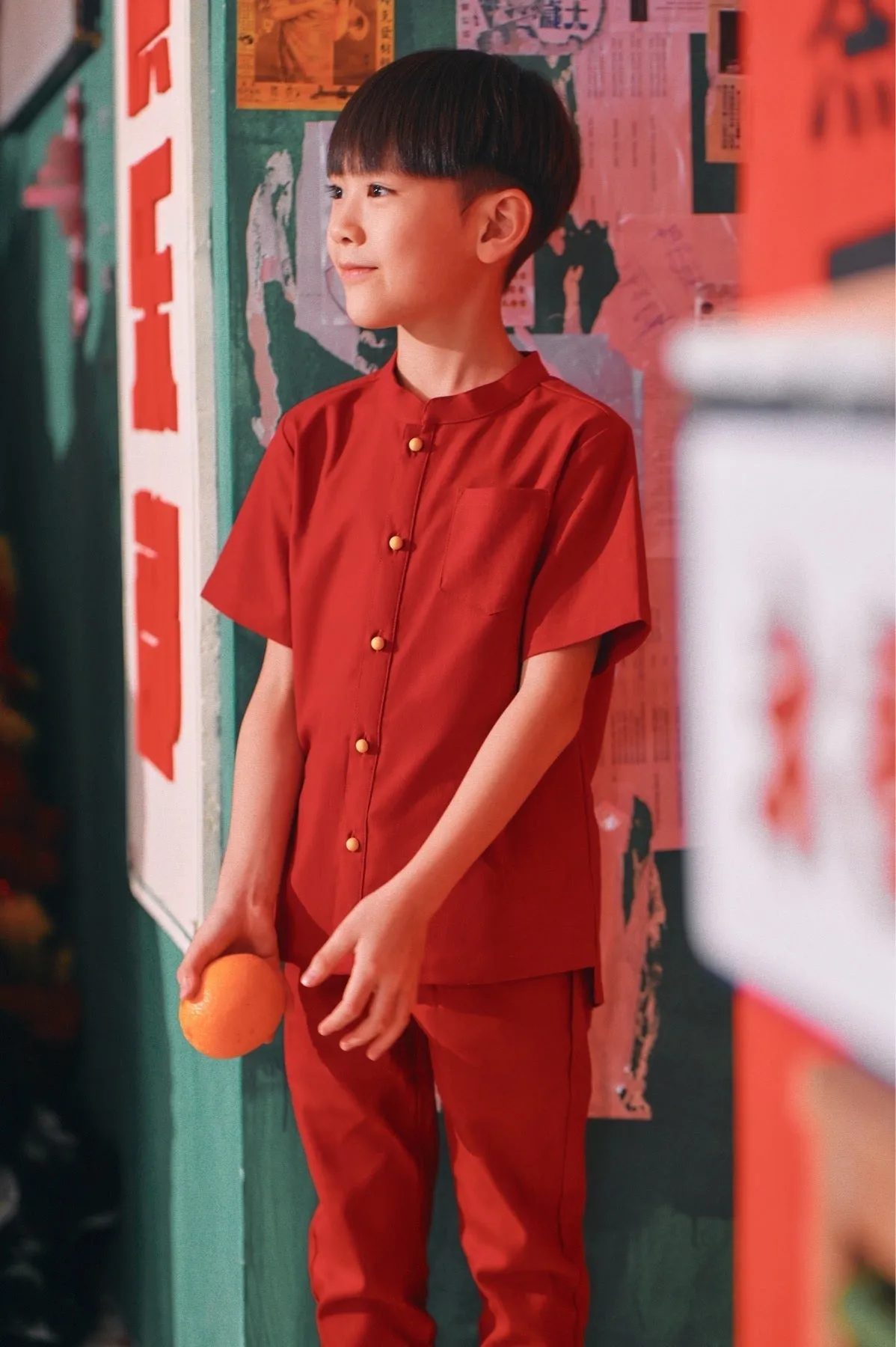 The Chinatown Mandarin Shirt - Crimson Red