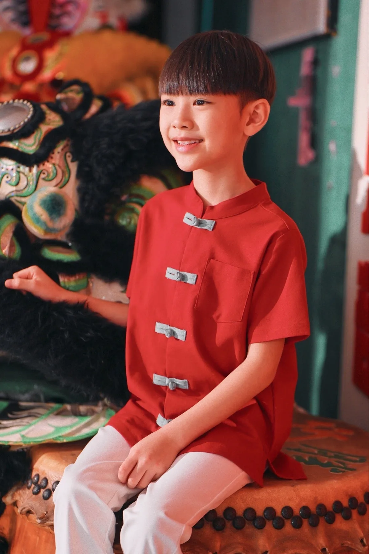 The Chinatown Oriental Shirt - Crimson Red