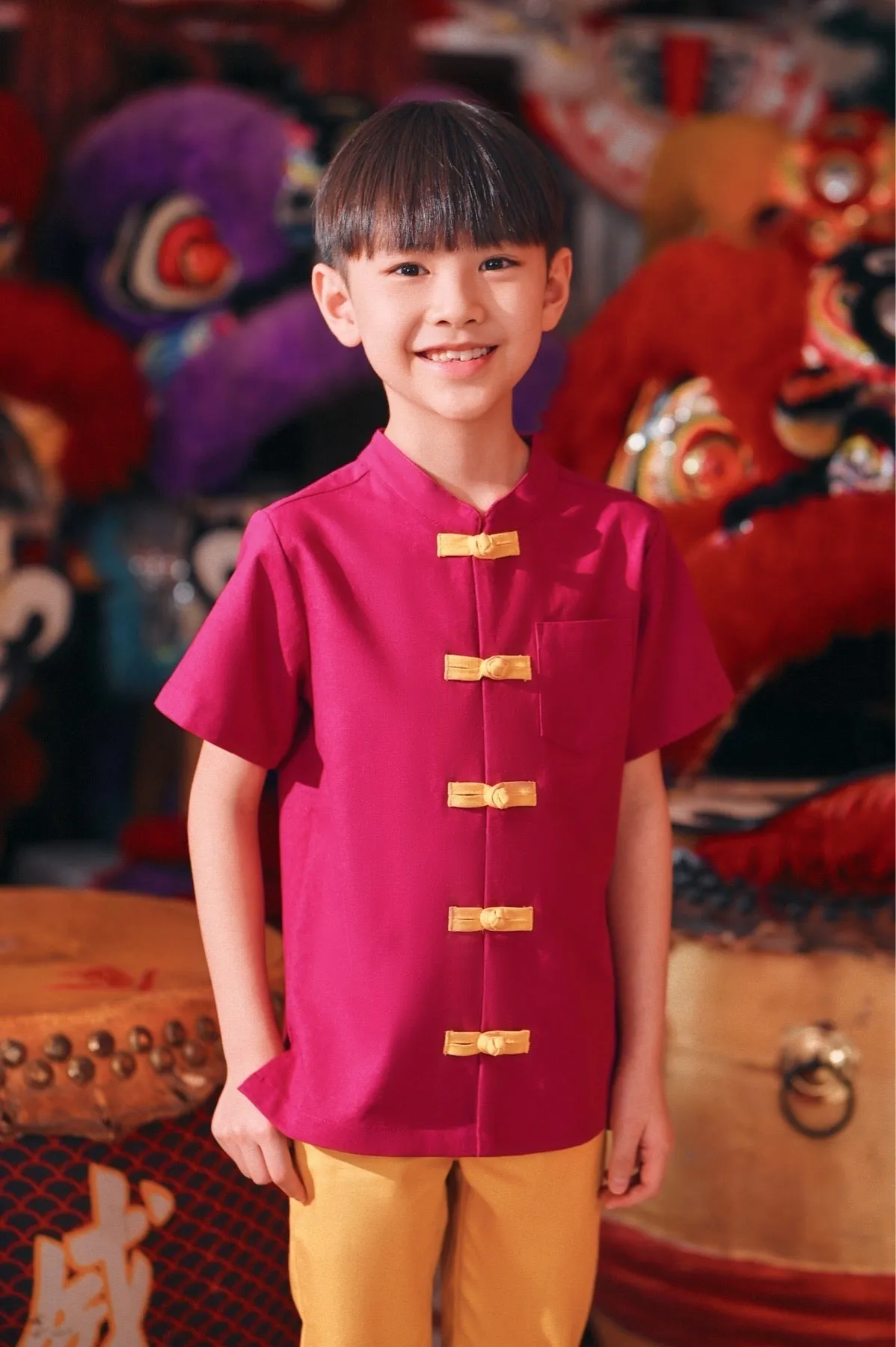 The Chinatown Oriental Shirt - Fuchsia