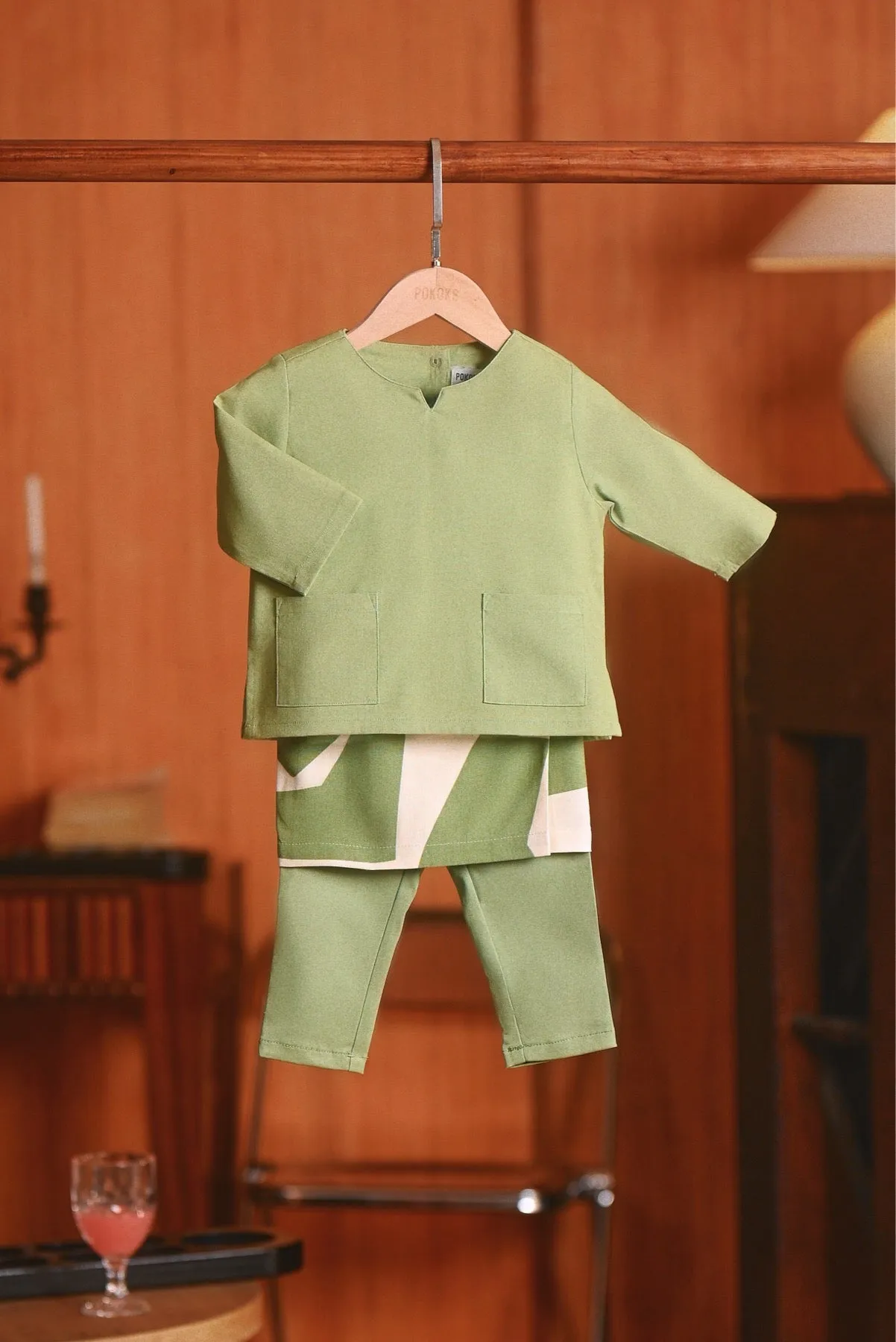 The Congkak Babies Kurta - Lawn Green