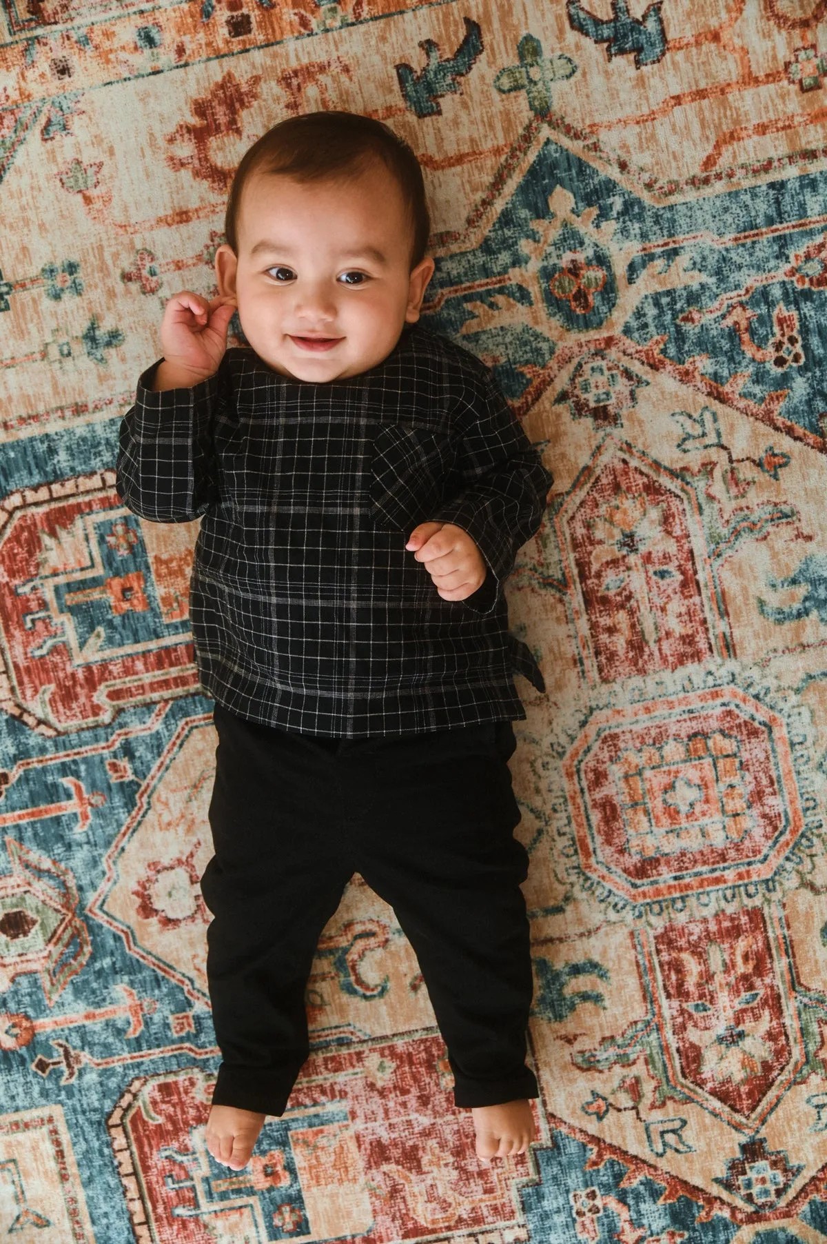 The Dulu Kita Babies Kurta - Kita Black Checked