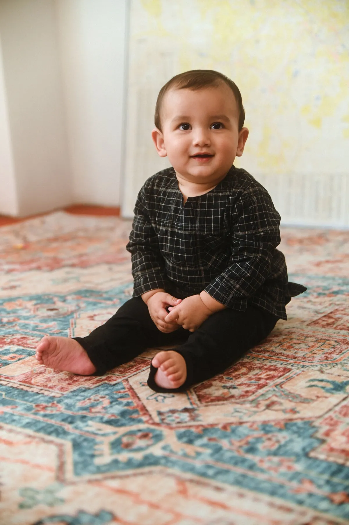 The Dulu Kita Babies Kurta - Kita Black Checked