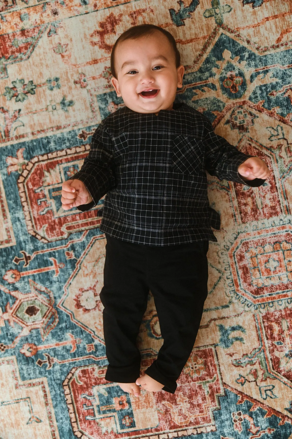 The Dulu Kita Babies Kurta - Kita Black Checked