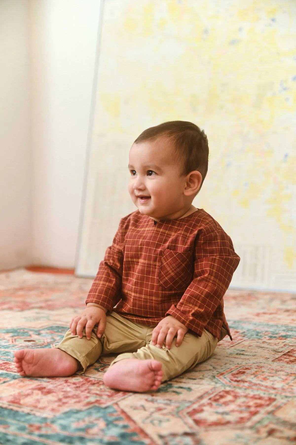 The Dulu Kita Babies Kurta - Kita Brown Checked