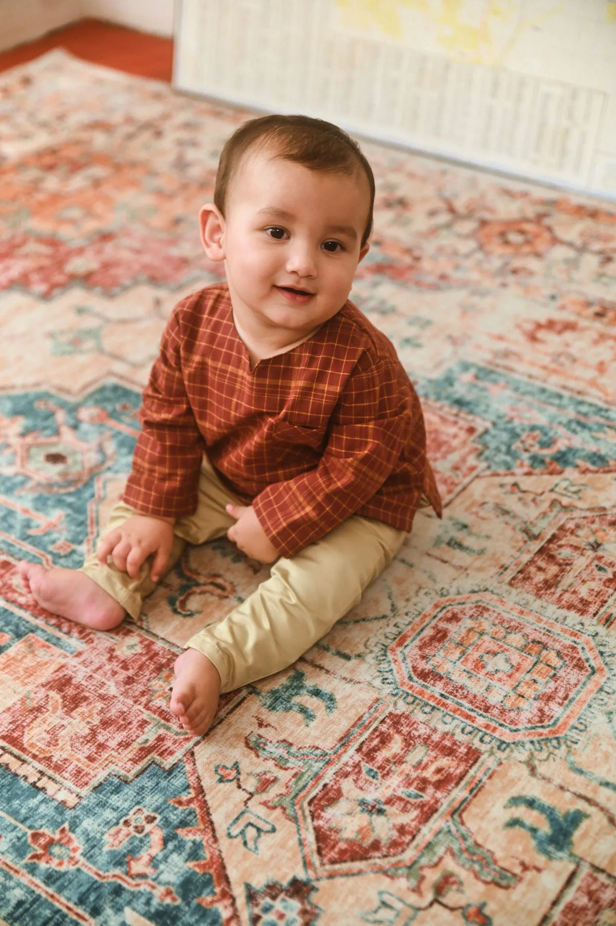 The Dulu Kita Babies Kurta - Kita Brown Checked