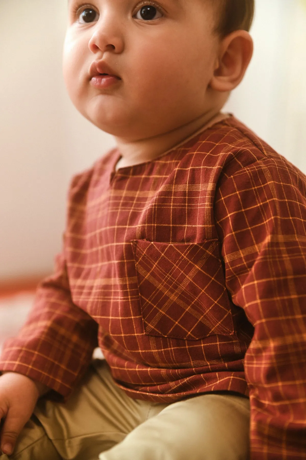 The Dulu Kita Babies Kurta - Kita Brown Checked