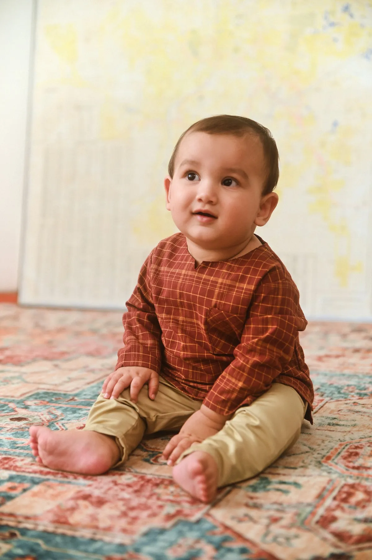 The Dulu Kita Babies Kurta - Kita Brown Checked