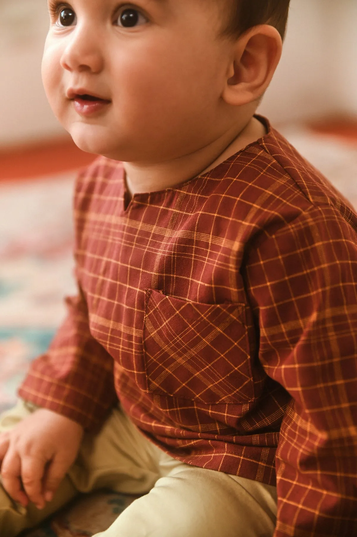 The Dulu Kita Babies Kurta - Kita Brown Checked