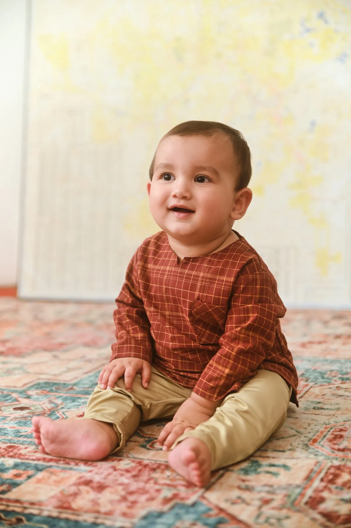 The Dulu Kita Babies Kurta - Kita Brown Checked