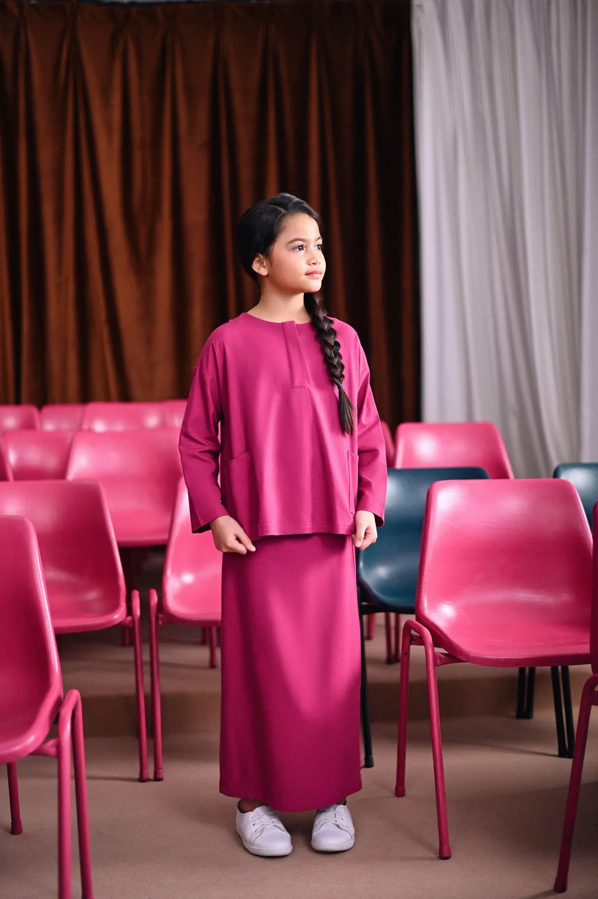 The Dulu Kita Placket Blouse - Fuchsia