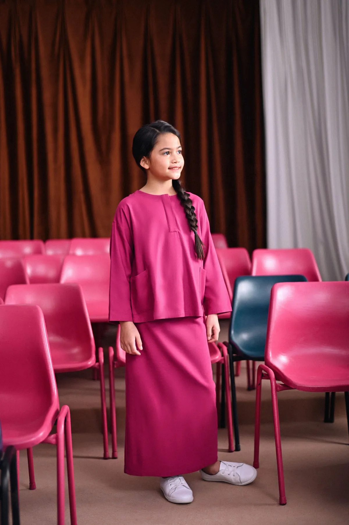 The Dulu Kita Placket Blouse - Fuchsia